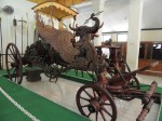 The Kereta Singa Barong, a 16th c gilded chariot belonging to the sultan. Apparently the suspension makes the wings flap and the creature's tongue waggle!