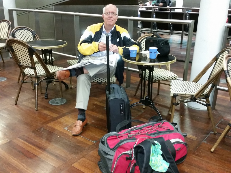 Clive at St Pancreas with all bags